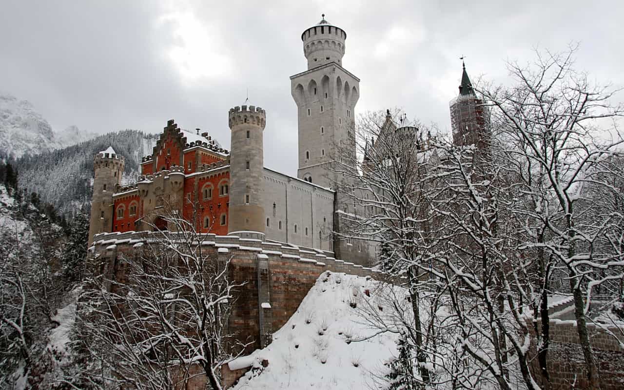Rhine River castle on winter