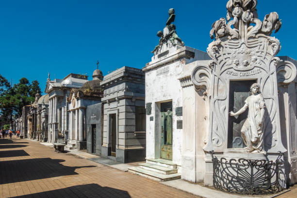 Graves and statues on the Cementerio de la Recoleta in Buenos Aires, Argentina, South America