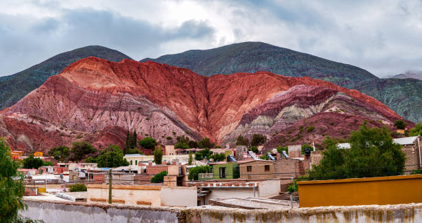 The marvellous seven-coloured hill of Purmamarca in Purmamarca, Jujuy, Argentina